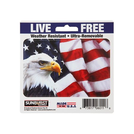 SUNBURST SYSTEMS Decal Patriotic Eagle 5 in x 5 in, White Vinyl 6011